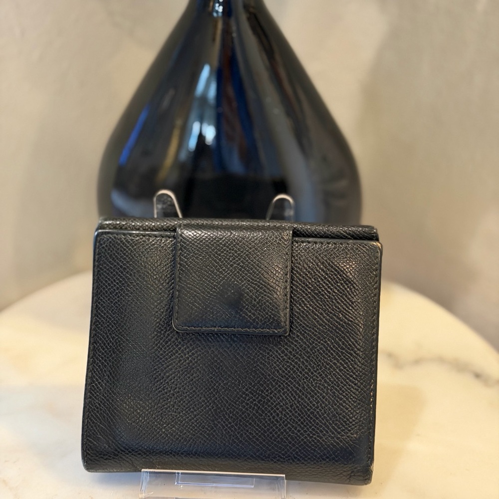 Bvlgari Black Leather Wallet with Silver Logo and blue interior. Coin residue - Picture 3 of 7